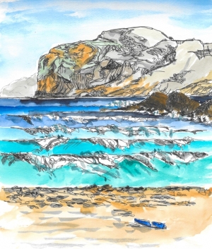 Painting-Danny-Touw-Crete-Falasarna-beach-and-waves