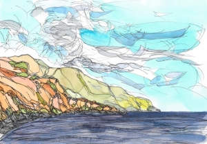 Painting-Danny-Touw-Crete-Sougia-beach-nice-mountains-1