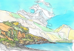 Painting-Danny-Touw-Crete-Sougia-beach-nice-mountains