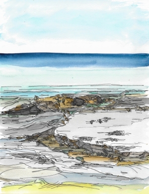 Painting-Danny-Touw-Crete-back-at-the-beach-in-Sfakia
