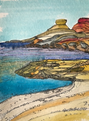 Paintings Danny Touw Sfakia Beach 3 levels 2017