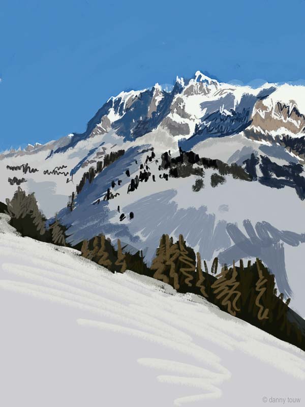 Artworks Danny Touw Skiing Portes du Soleil Digital Artwork Champéry Valais Swiss Alps