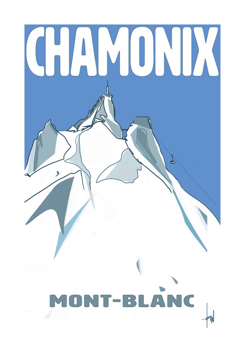 Ski Poster Chamonix Mont-Blanc France Travelposter by Danny Touw