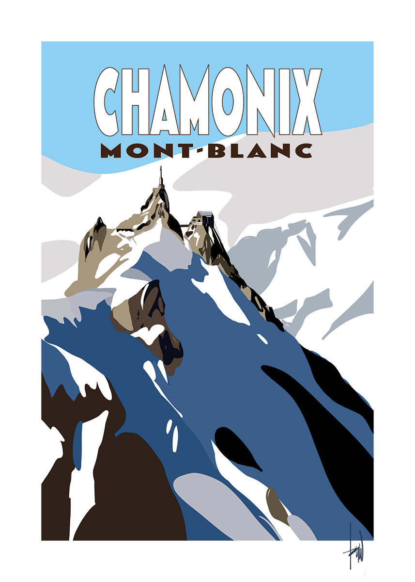 Ski Poster Chamonix Mont-Blanc France Travelposter by Danny Touw