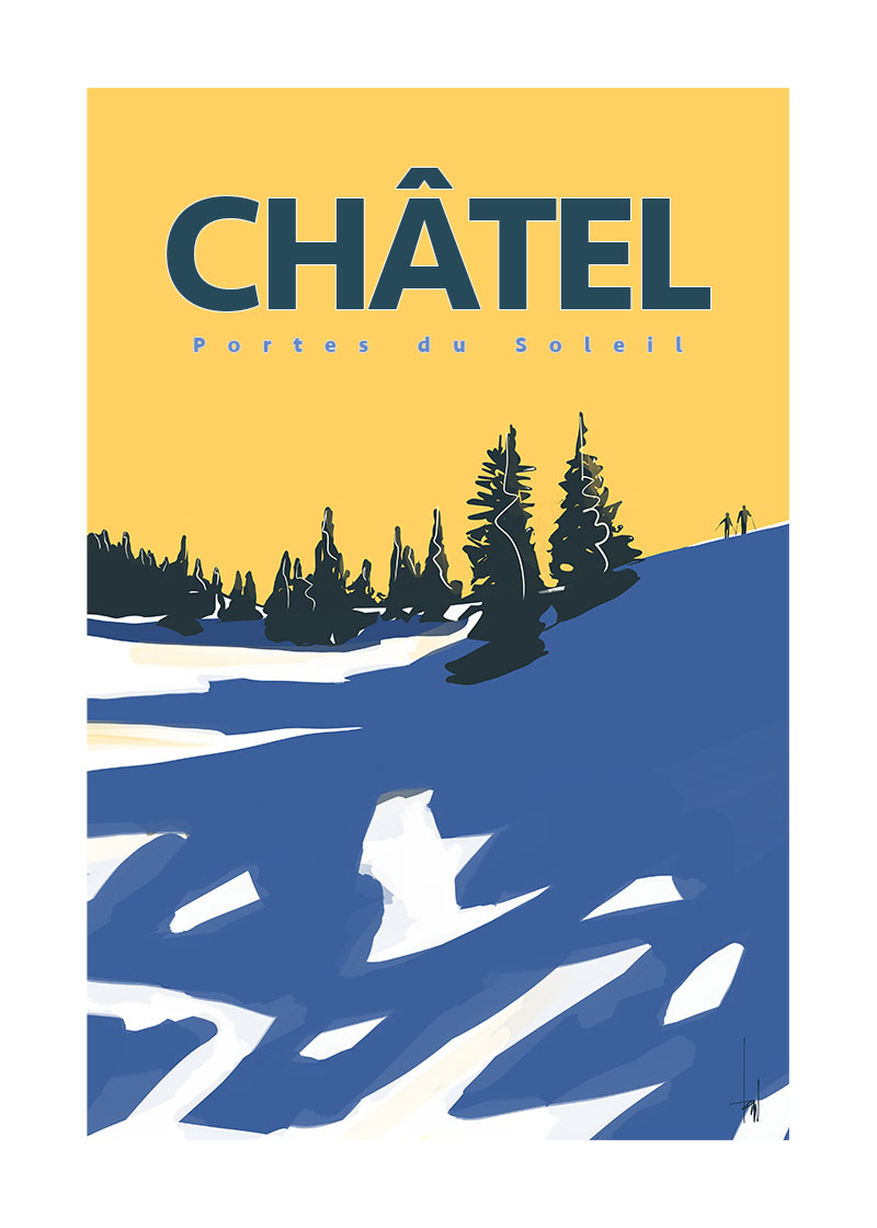 Ski Poster Chatel France Portes du Soleil Travelposter by Danny Touw
