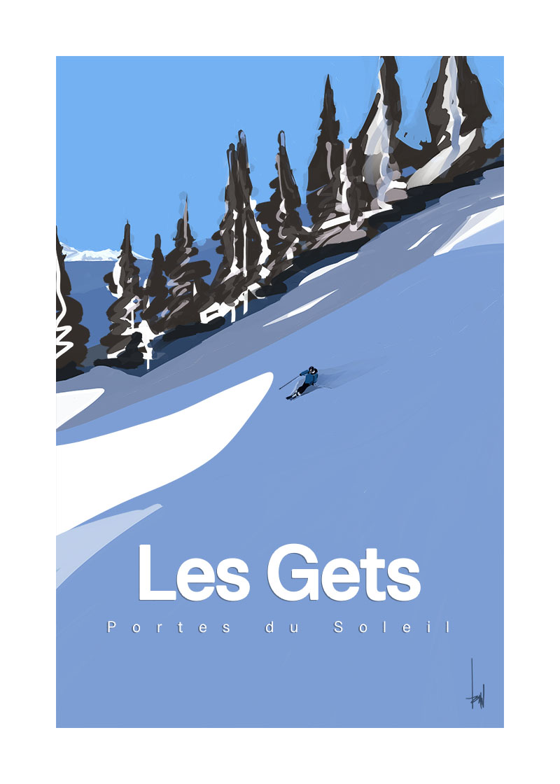 Ski Poster Les Gets Portes du Soleil Travelposter by Danny Touw