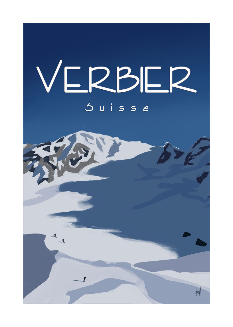 Ski Poster Verbier Switzerland Travelposter by Danny Touw