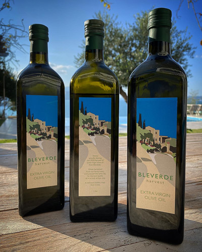 Poster design Danny Touw Olive Oil bottle labels Bleverde Crete Gavalochori