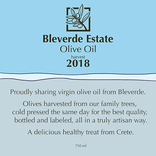 Poster design Danny Touw Olive Oil bottle labels Bleverde Crete Gavalochori