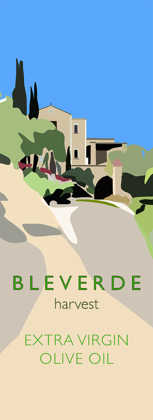Poster design Danny Touw Olive Oil bottle labels Bleverde Crete Gavalochori