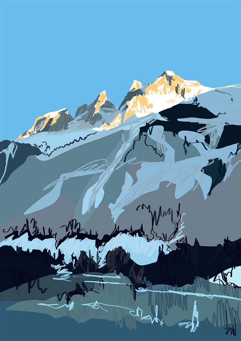 dents du midi mountains in switzerland painted by danny touw