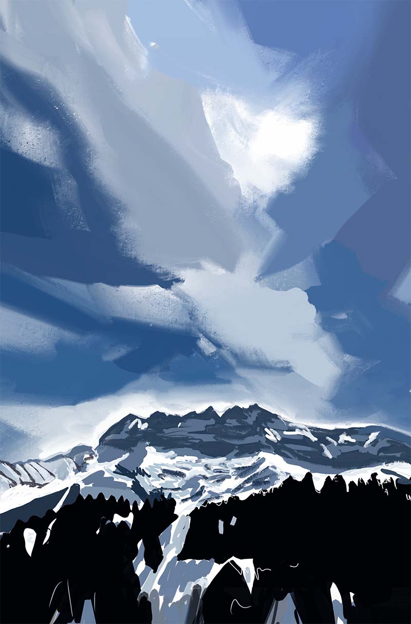 dents du midi mountains in switzerland painted by danny touw
