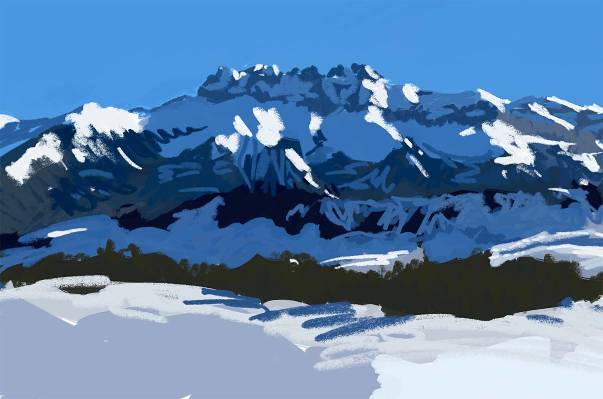 dents du midi mountains in switzerland painted by danny touw