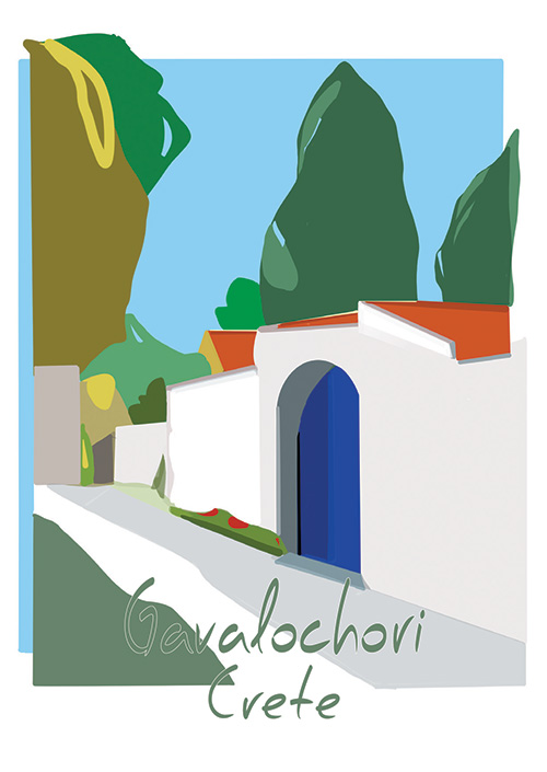 crete_postcard_gavalochori_street_blue_door_danny_touw Postcards by Danny Touw from the Greek Mediterranean Island of Crete Gavalochori Apokoronas