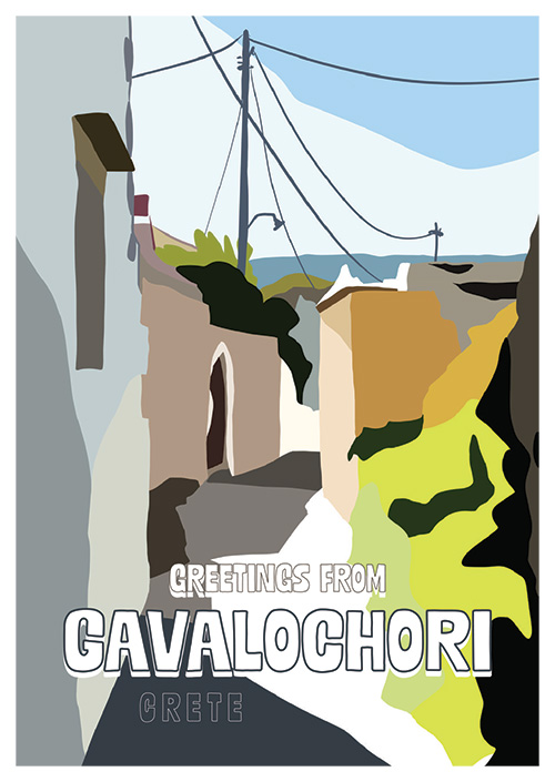crete_postcard_gavalochori_street_danny_touw Postcards by Danny Touw from the Greek Mediterranean Island of Crete Gavalochori Apokoronas