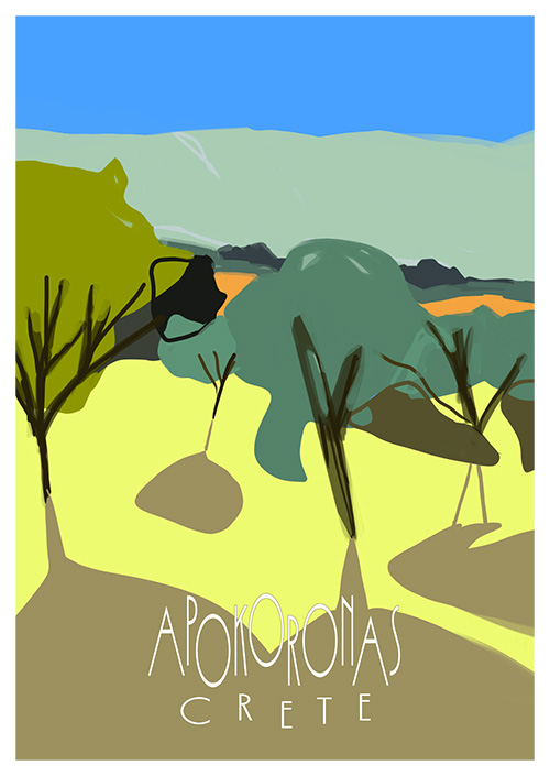 crete_postcard_trees_bleverde_danny_touw Postcards by Danny Touw from the Greek Mediterranean Island of Crete Gavalochori Apokoronas